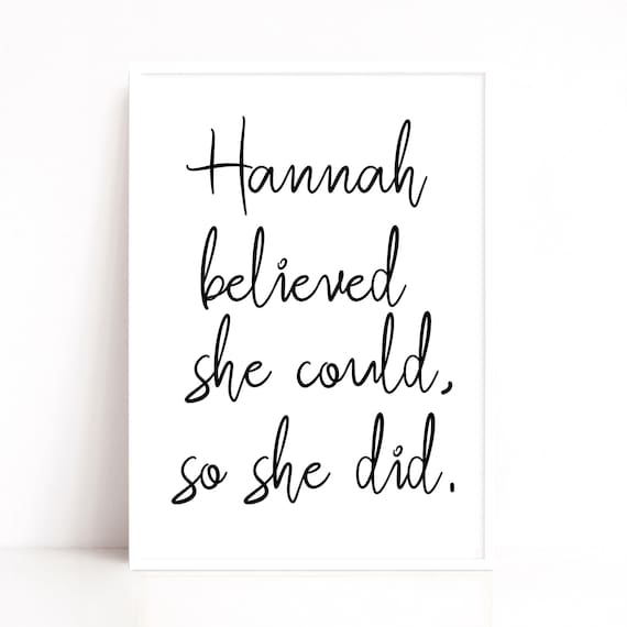 Quote Print for Women – "She Believed She Could, So She Did" – Empowerment Art, Personalise with any pronoun or name