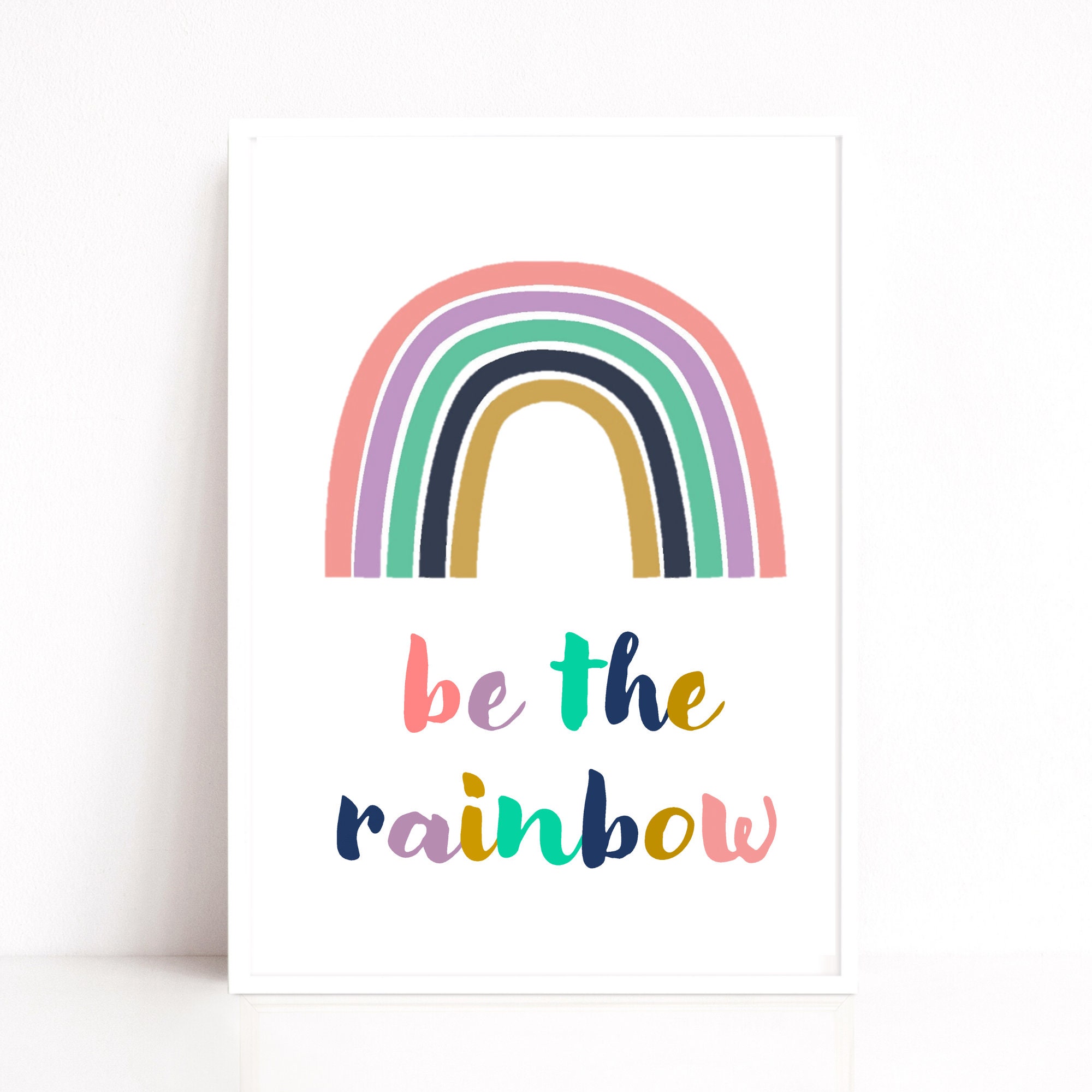 Be The Rainbow Quote Print Rainbow Art Colourful Wall Decor | Etsy