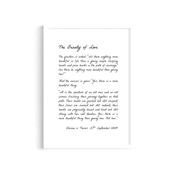 Personalised Wedding Reading Print Gift, The Beauty of Love Poem