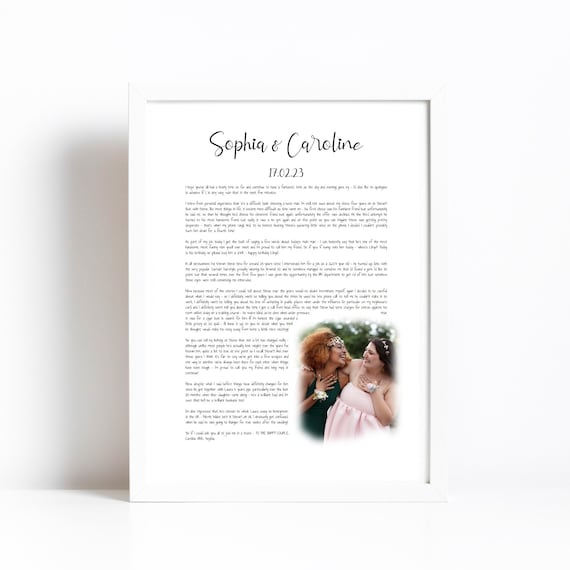 Custom Wedding Speech Print | Custom Long Text Print | Personalised Wedding Gift Idea
