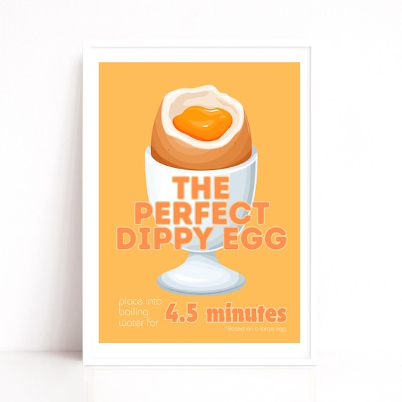 The Perfect Soft Boiled Egg Recipe Art Print, Dippy Egg Kitchen Poster Print