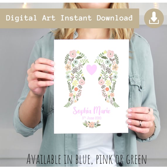 Baby Bereavement Gift, Angel Wings Print