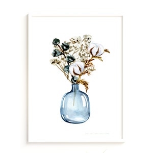 Cotton Art Print Anniversary Gift | 2nd Anniversary Gift | Cotton Flowers Print