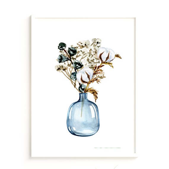 Cotton Art Print Anniversary Gift | 2nd Anniversary Gift | Cotton Flowers Print