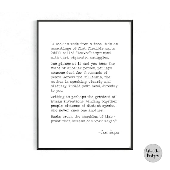 Book Lover Gift Idea | Book Quote Print | Carl Sagan Quote Print