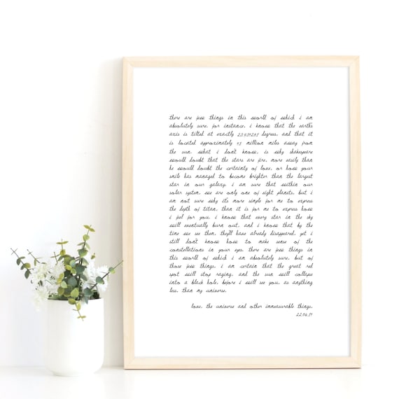Custom Text Print | Custom Framed Print | Personalised Quote Print | Song Lyric Print