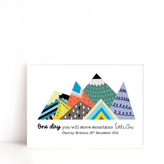 Personalised Print for New Baby | Gift for Baby Boy or Girl Rainbow Colour Print
