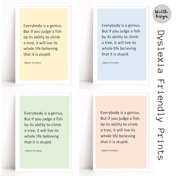 Personalised Quote Prints for Dyslexics, Dyslexia Friendly Classroom Posters, Education Quote Print