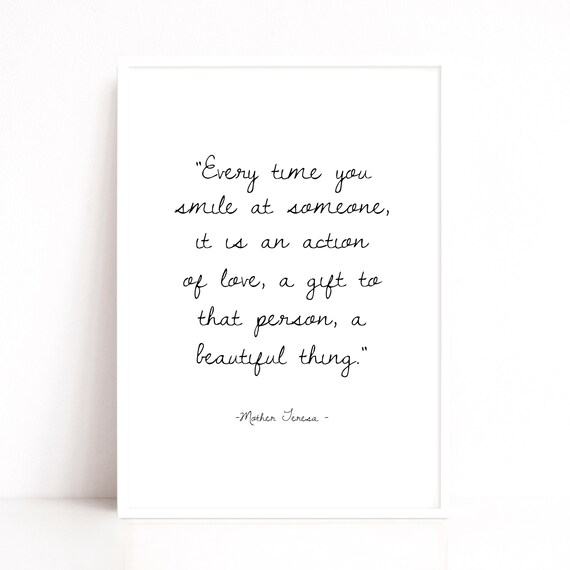 Every Time You Smile Quote by Mother Teresa Wall Art Print