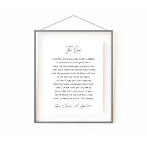 Stampa della poesia "The One Marriage" / 1° e 2° anniversario di matrimonio / Anniversario di matrimonio in cotone / Stampa della lettura del matrimonio / Regalo di nozze personalizzato