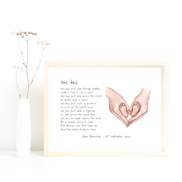 Personalised Christening Poem Print | One Day Poem | New Baby Gift Poem | Naming Ceremony Personalised Gift | Godparent Gift Idea