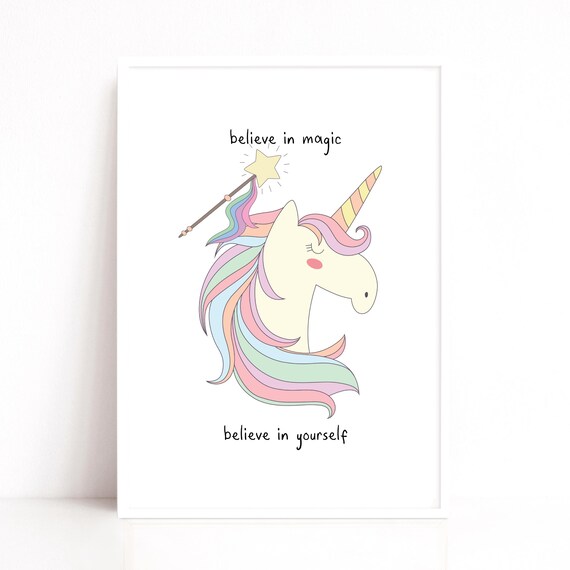 Unicorn Wall Art, Magic Quote, Girls Gift Idea, Unicorn Lover Gift