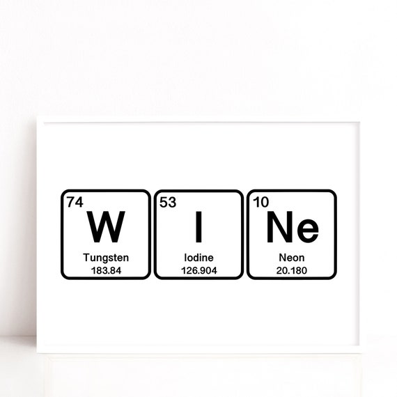 Wine Quote Print, Science Student Teacher Gift, Periodic Table Print, Wine Gift Idea