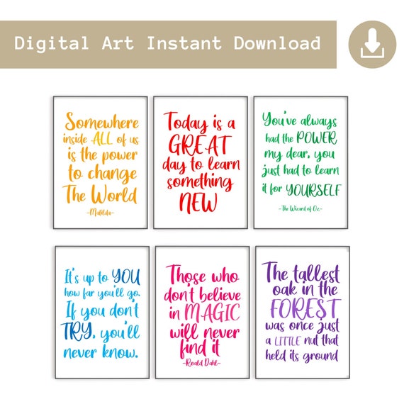 Set of 6 Classroom Quote Prints, Special Education Posters, Teaching Resources