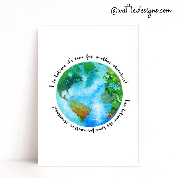 Adventure Quote Print, Travel Lover Gift, Globe Print, Backpacker Gift