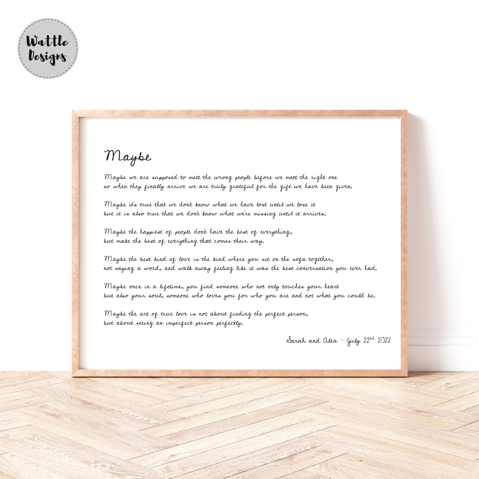 Personalised 'maybe' Poem Wedding Print | Cotton Anniversary Gift - Etsy