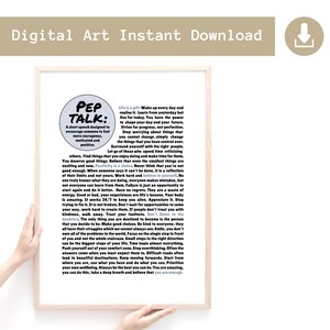 Motivational Quotes Printable Poster, Inspirational Pep Talk Instant Download Print