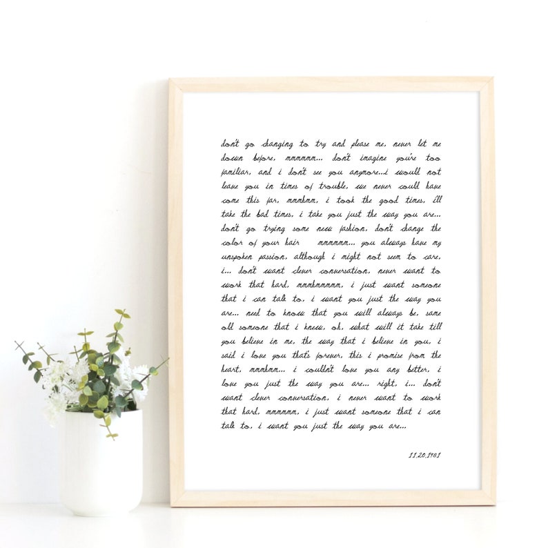 Any Custom Text Print Custom Poem Print Song Lyric Print Etsy