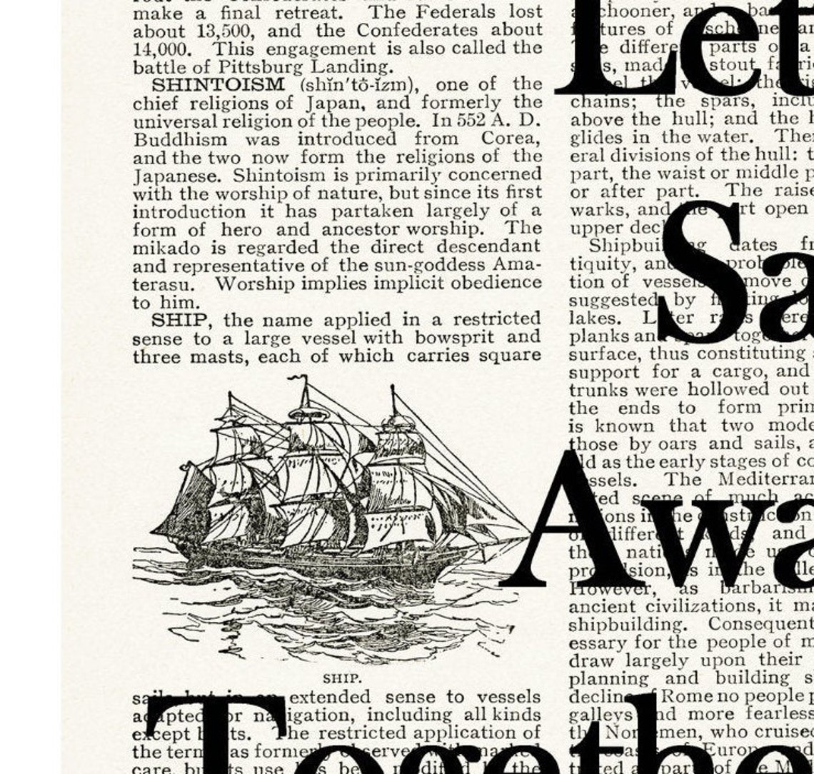 Sailing Quote Print Lets Sail Away Together Etsy