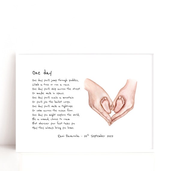 Personalised Christening Gift Poem Print | One Day Poem | Naming Ceremony Personalised Gift | Godparent Gift Idea