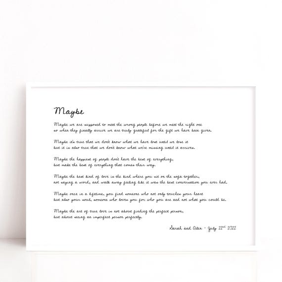 Personalised 'Maybe' Poem Wedding Print | Cotton Anniversary Gift