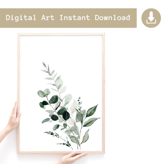 Green Leaf Art Print, Botanical Instant Download Print, Print at Home