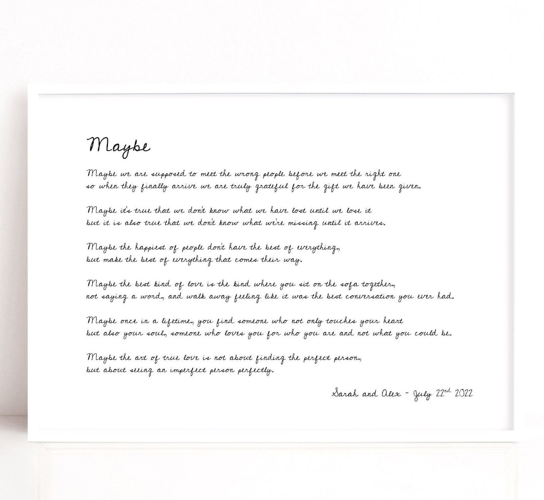 Personalised 'maybe' Poem Wedding Print | Cotton Anniversary Gift - Etsy