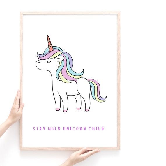 Unicorn Quote Poster Print, Unicorn Nursery Print, Stay Wild Quote