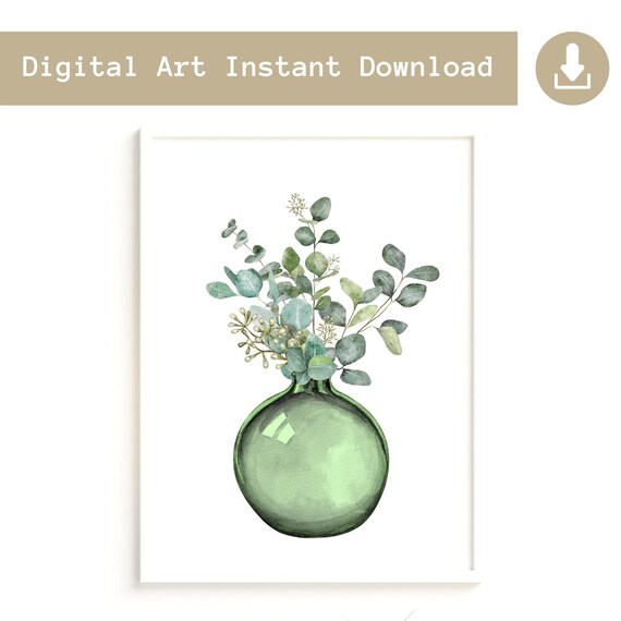 Instant Download Eucalyptus Leaf Print | Green Wall Art Print