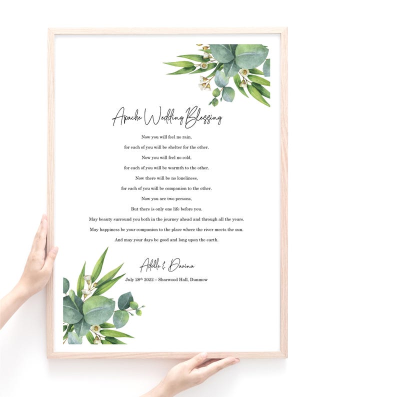Apache Wedding Blessing Poem, Personalised Wedding Reading Print - Etsy ...
