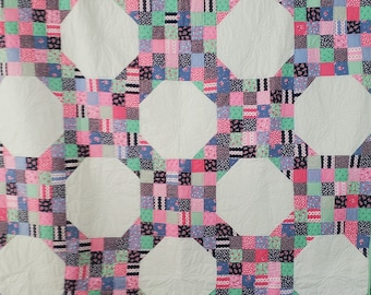 Snowball Quilt: Floral Patchwork, Handmade Quilt