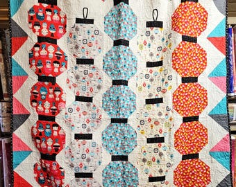 Kokeshi Lantern Two Sided Handmade Quilt