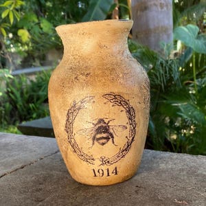 French Bee, Distressed French upcycled and aged vase, vintage French decor, French country decor, Parisian décor, French Bee