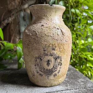 Distressed French upcycled and aged vase, vintage French decor, French country decor, Parisian décor
