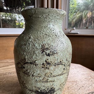 Distressed French up cycled and aged vase, vintage french decor, French country decor, Parisian décor