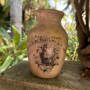 Distressed French upcycled and aged vase, vintage French decor, French country decor, Parisian décor