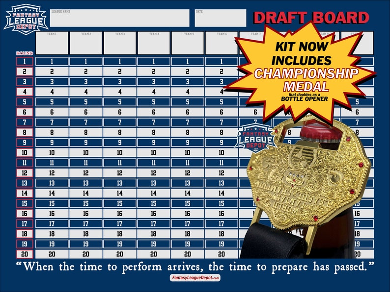 Fantasy Football Draft Board Kit 2022 10 Team 12 Team 16 Etsy