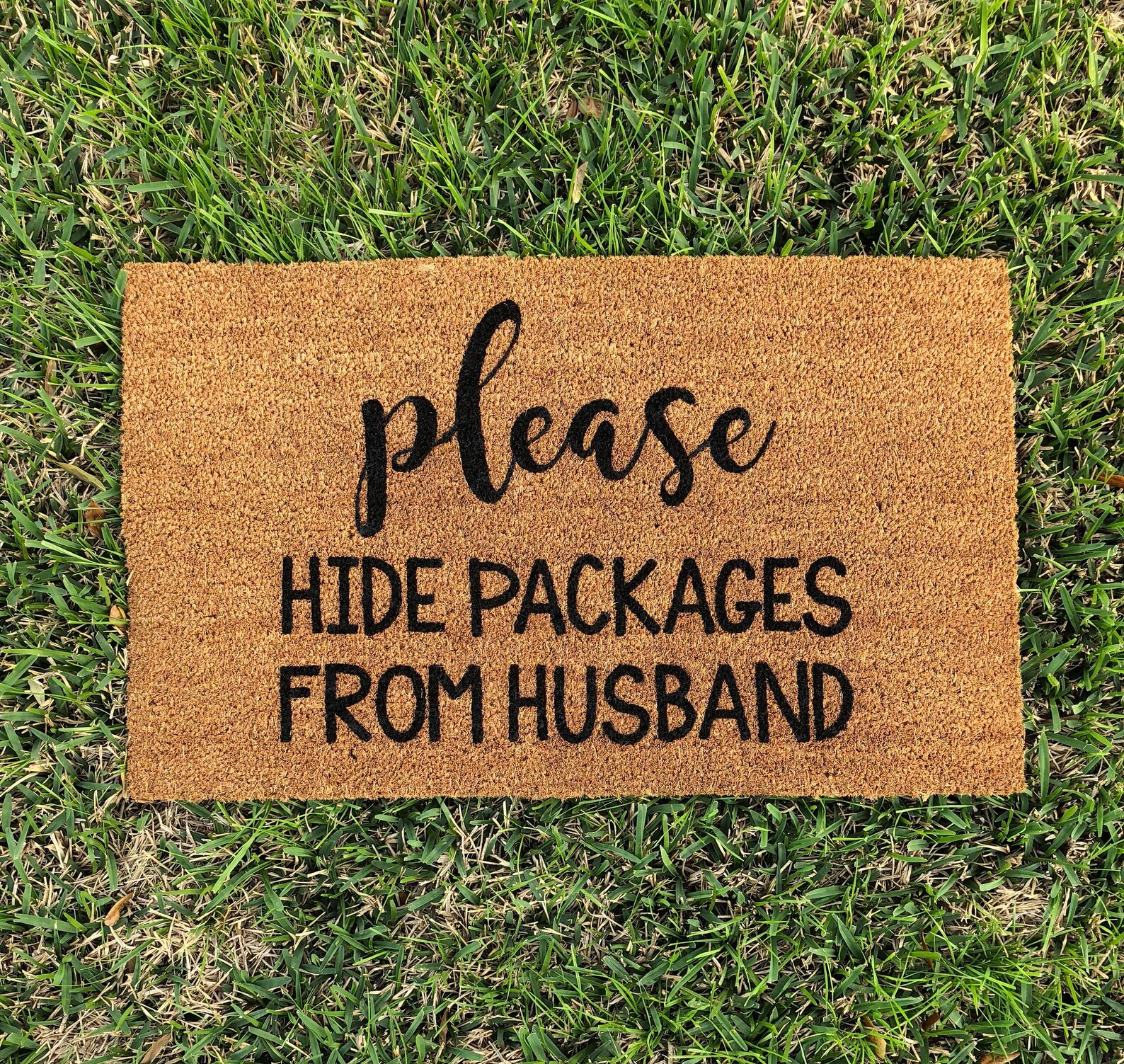 Please Hide Packages From Husband Doormat Personalized Etsy