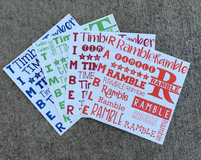 Name Label Sheet Personalized Vinyl Name Sticker Sheet Back to School