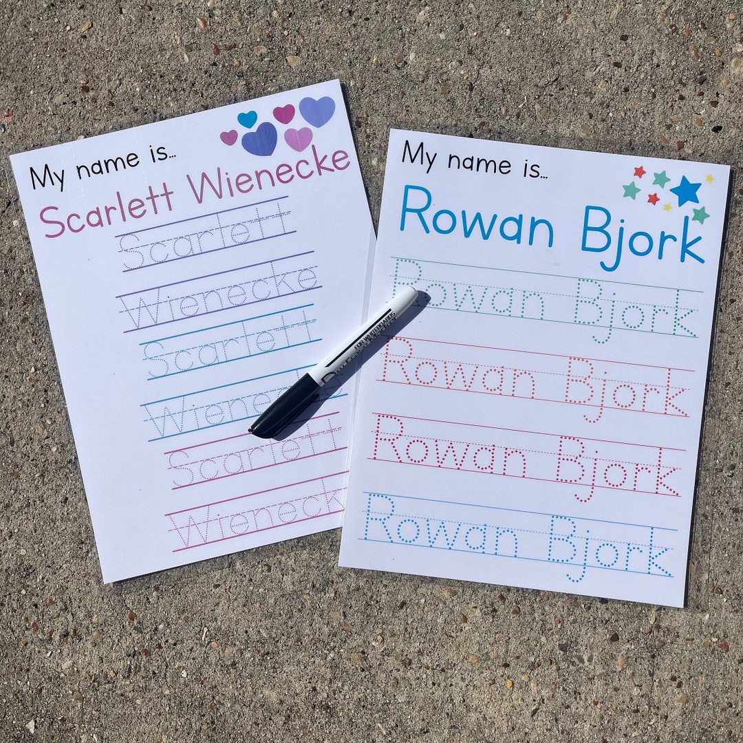 Custom Dry Erase Name Tracing Sheet, Learn to Write Name, Personalized Name, Toddler Learning