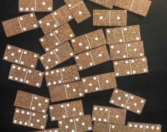 Glitter Dominoes, Domino Set, Personalized Dominos, Set of 24 Dominoes, Double Six Set Rose Gold Glitter Dominoes, Resin Epoxy Dominoes