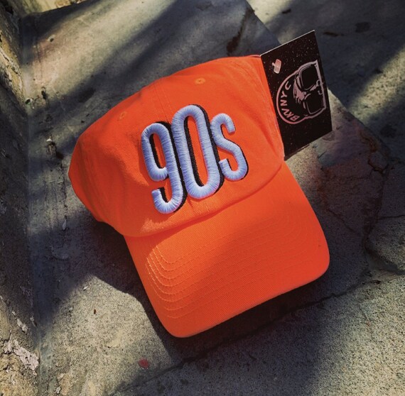 Neon Orange 90s Dad Cap Hat