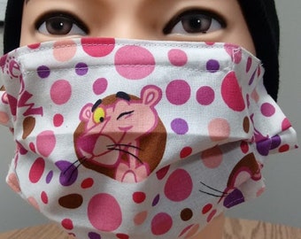 Pink face mask washable reusable 100% Cotton Pink Panther Animation Cartoon