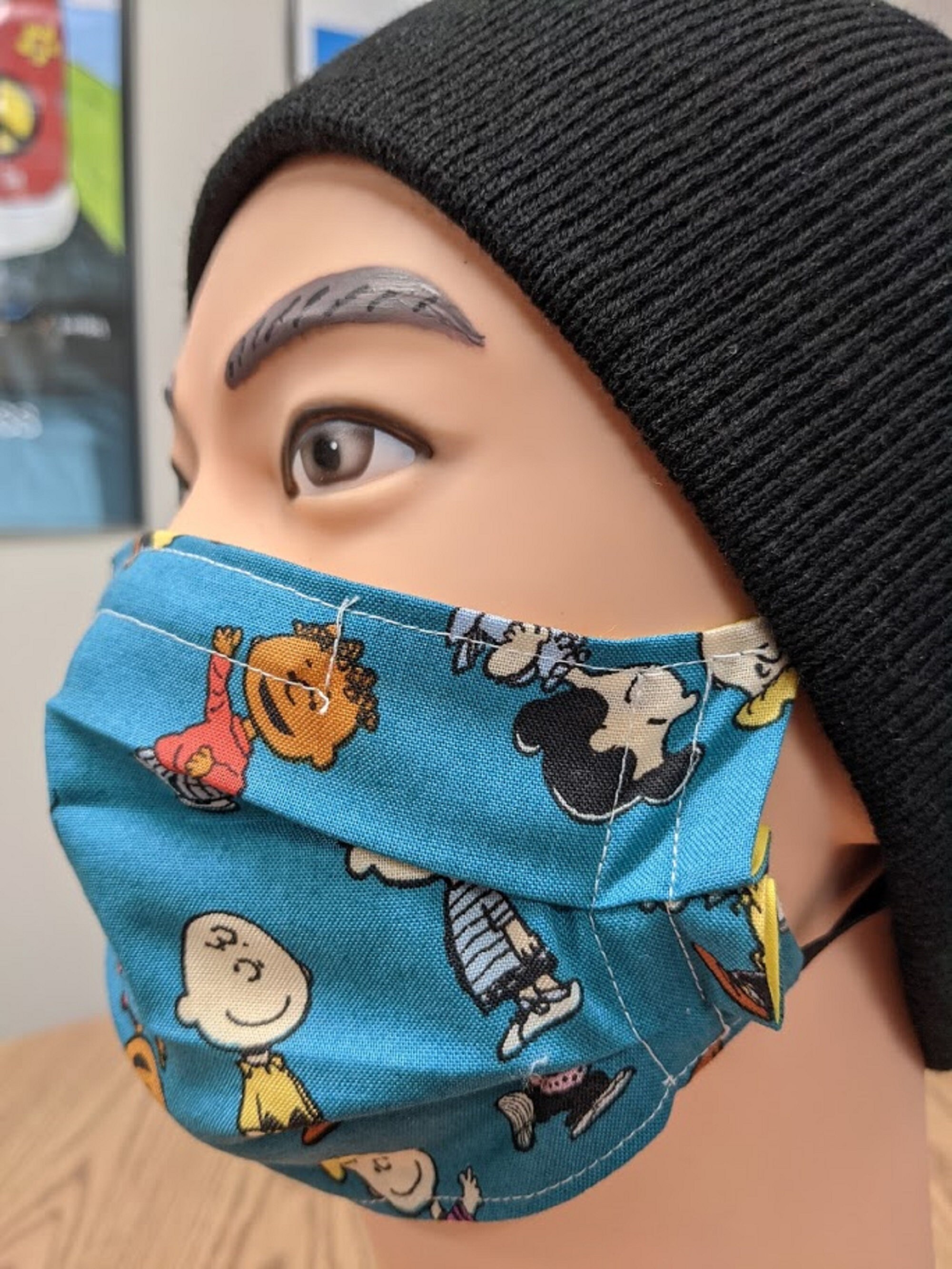 Adult Handmade Pleated Cotton Face Mask With Alum. Nose Etsy UK