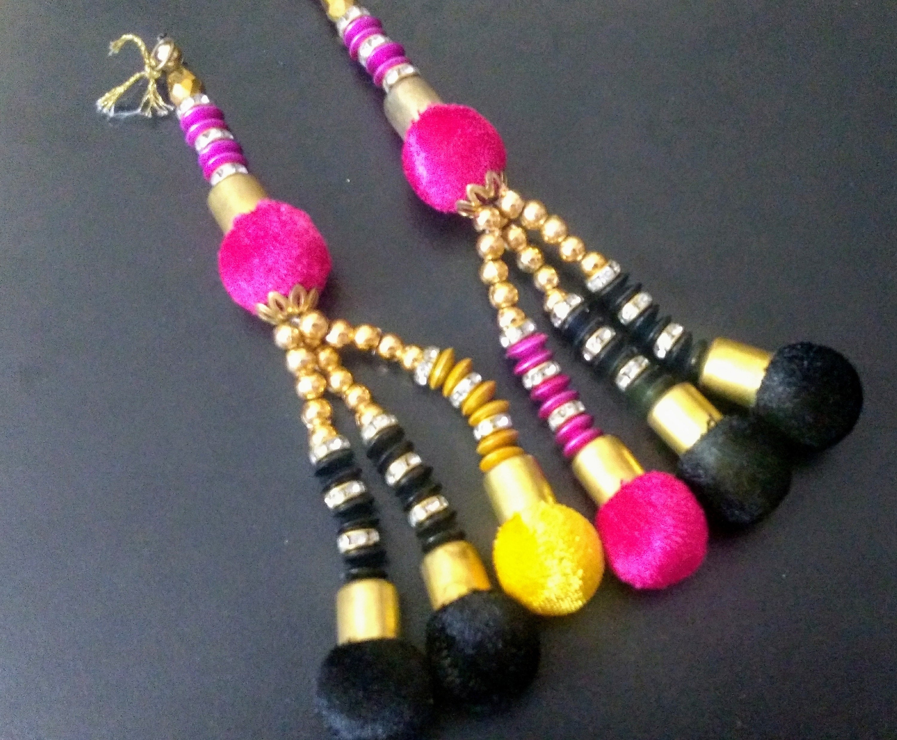 Green Decorative Pom Pom Tassels Blouse Sari Latkans Craft Sewing Supply 1 Pair