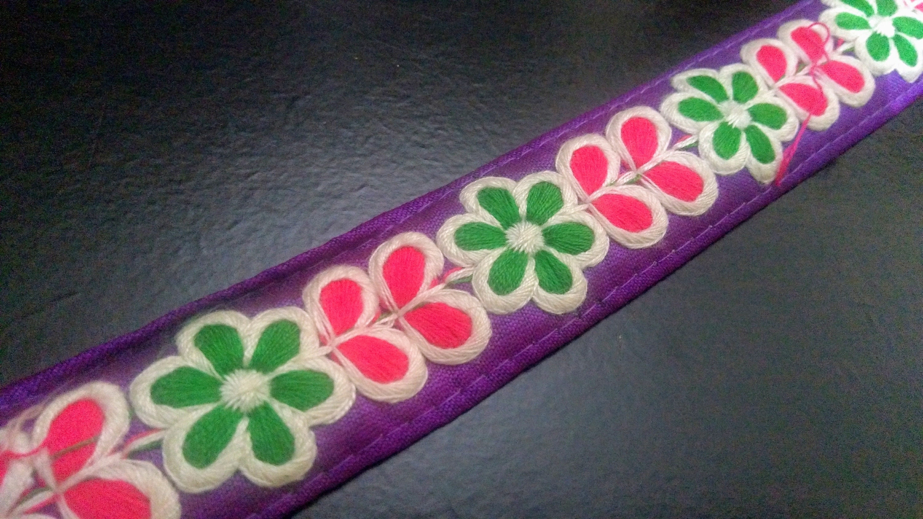 Purple Base Jacquard Ribbon Trim Women Sari Border Sew Craft Lace India 1 Yd