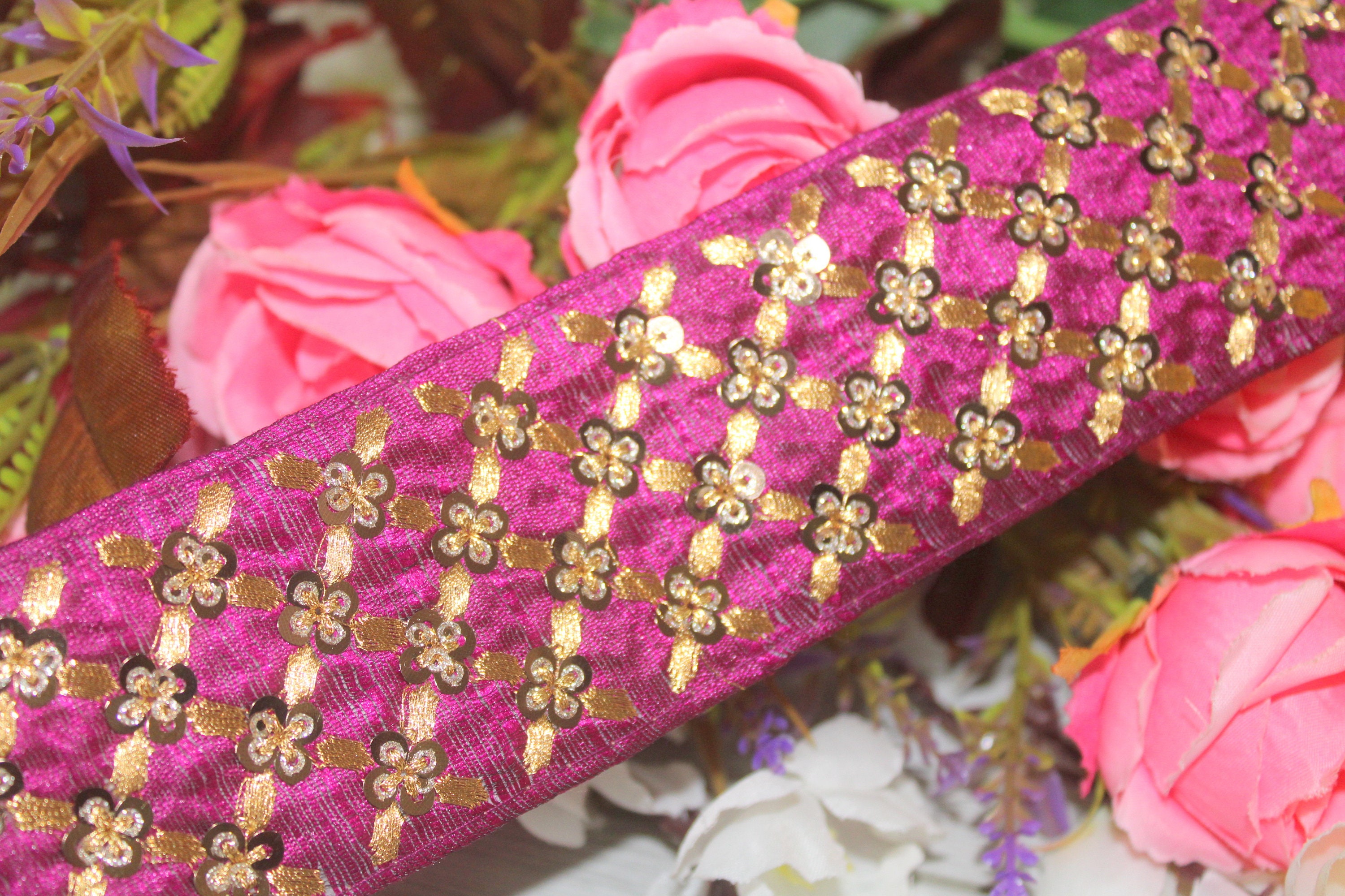 1 Yards Indian saree trim Fabric TrimGold Thread Embroidered Etsy