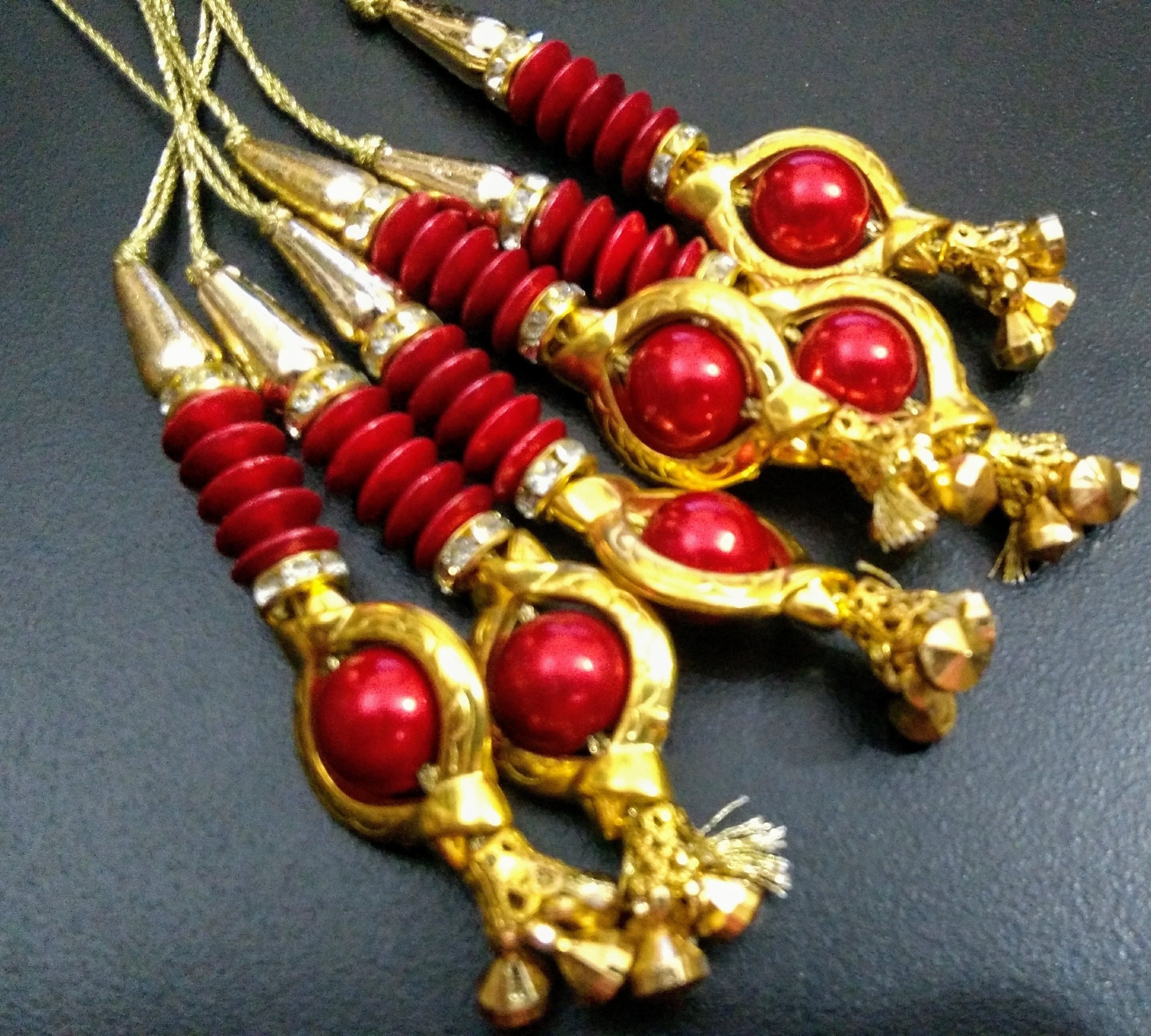 1 Pair Latest Indian Gipsy Latkans golden beads Decorative Tassels Accessories