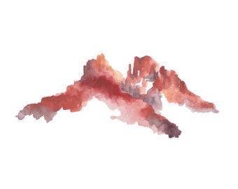 Red Rocks Watercolor Print