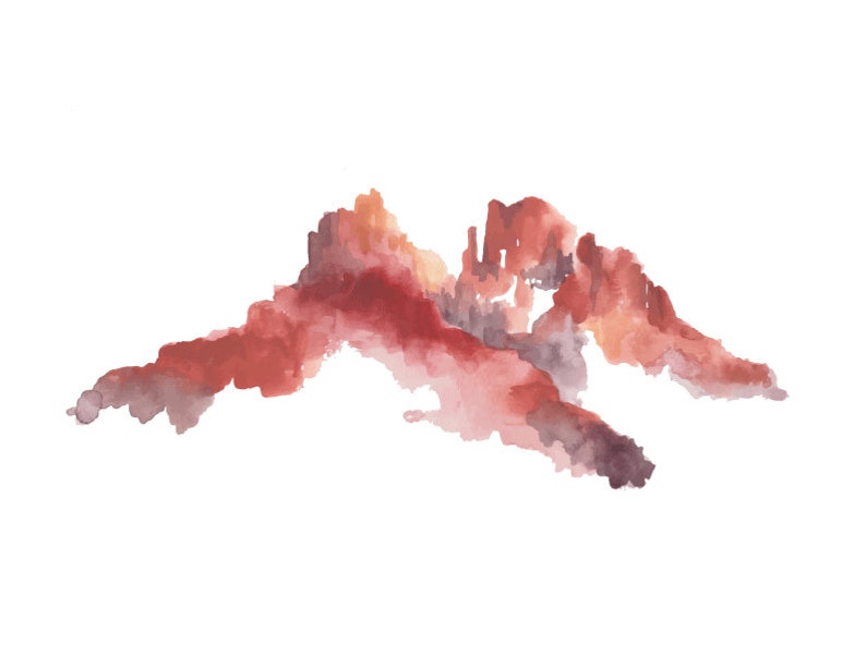 Red Rocks Watercolor Print image 1